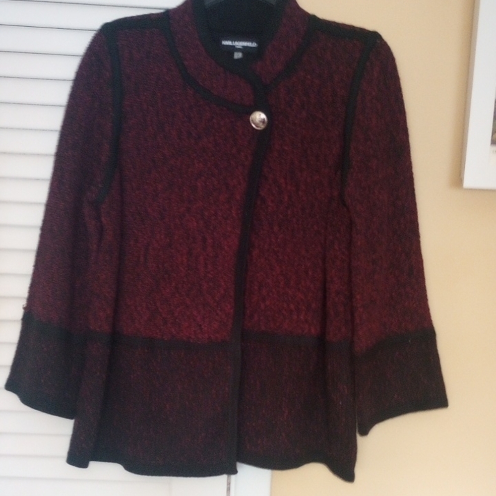 Chic Karl Lagerfeld Burgundy and Black sweater Jacket